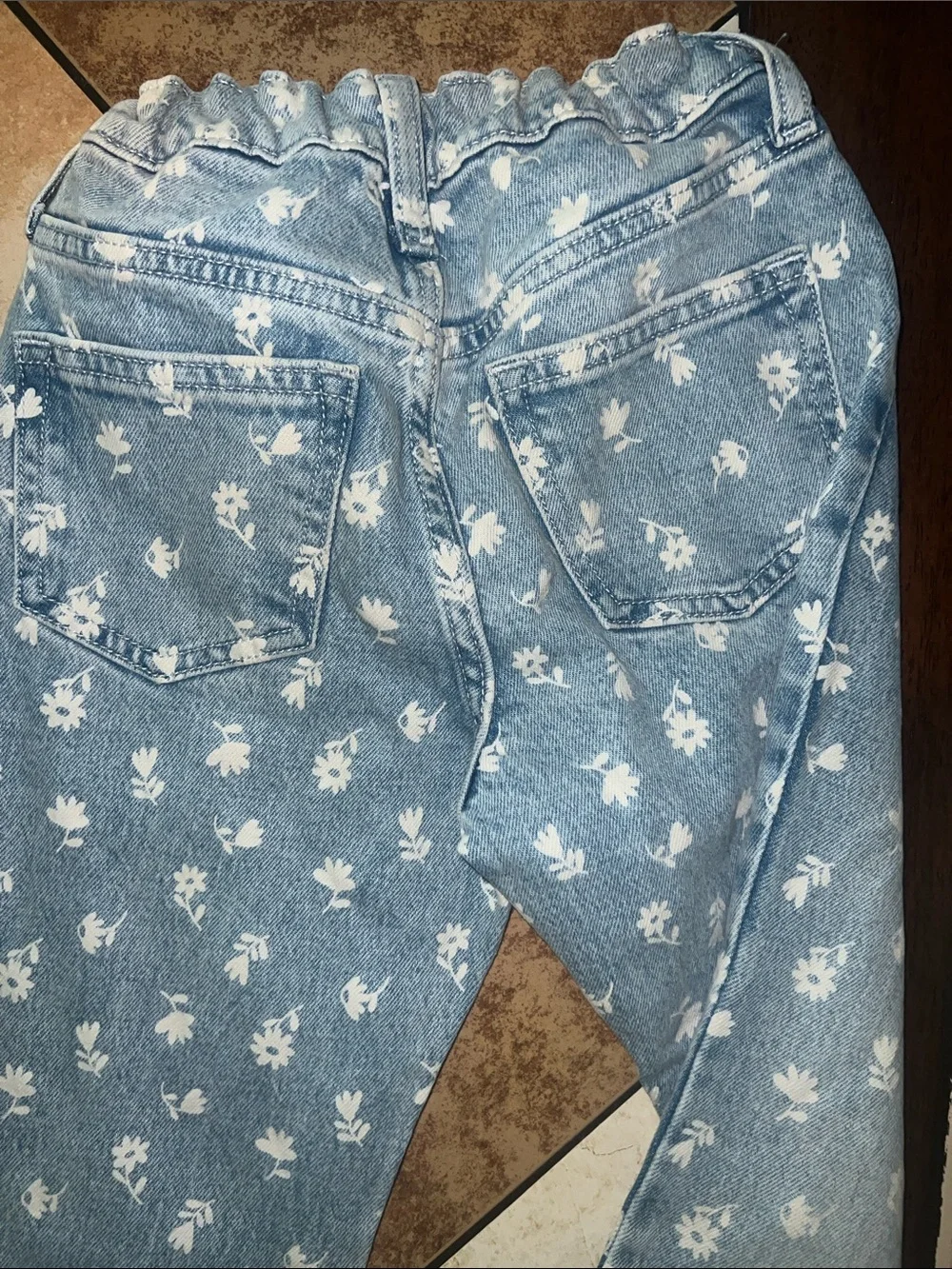 Old Navy Light Blue Floral Print Jeans for Kids
